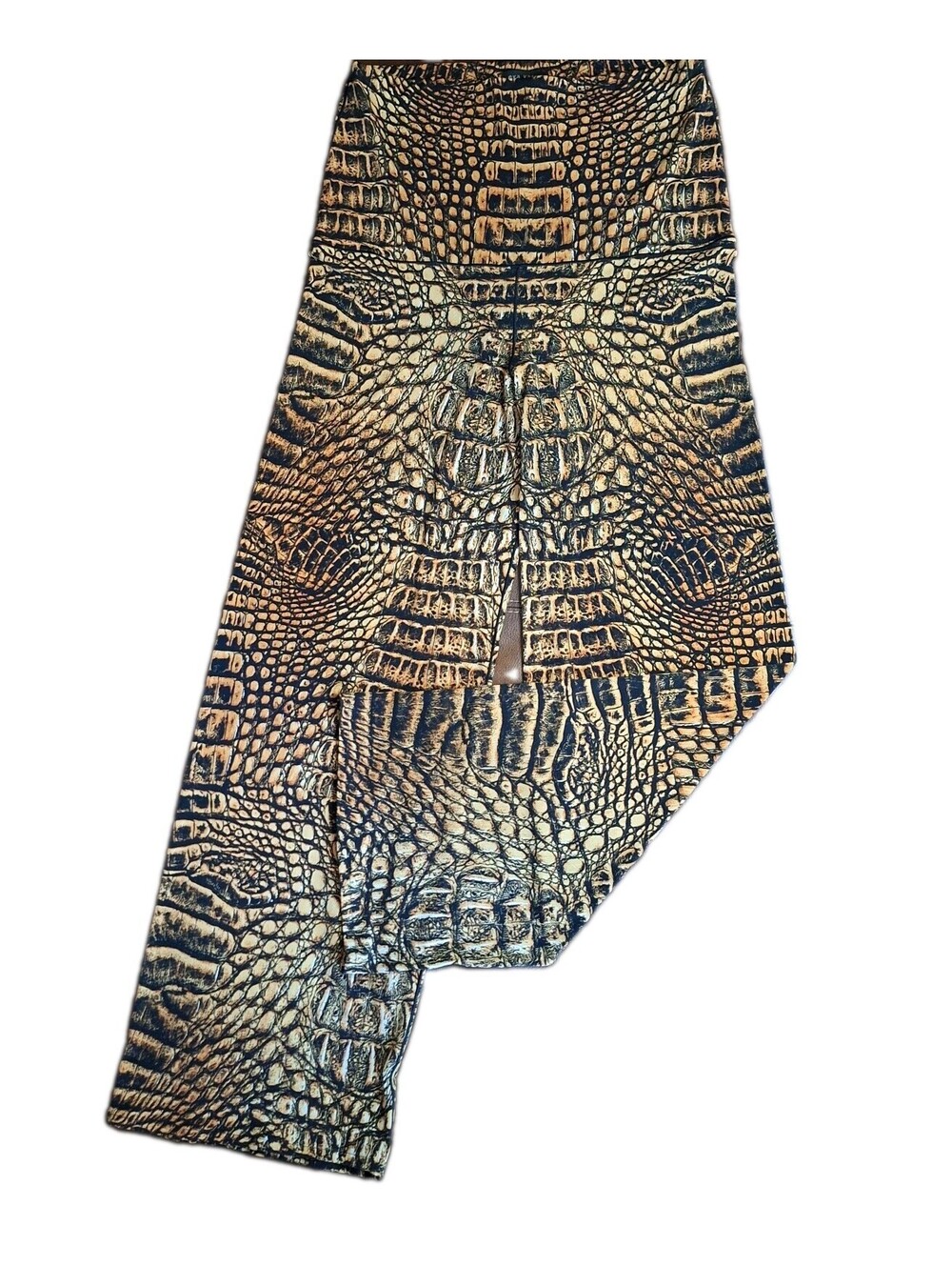 Eva Varro Gator Crocodile Print Wide Leg Palazzo Pants Brown Black Women's - L - Picture 3 of 12
